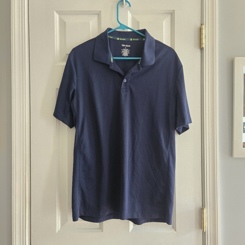 Tek Gear Large Navy Blue Polo Shirt Classic Design